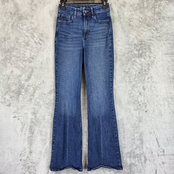 Old Navy Jeans Womens 0 Blue High Rise Flare Leg Stretch Denim Medium Wash Anza - Picture 1 of 12
